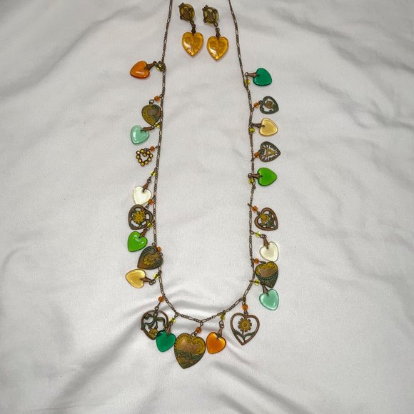 Whimsical Multi Heart Necklace with matching Heart Earrings - Picture 4 of 8